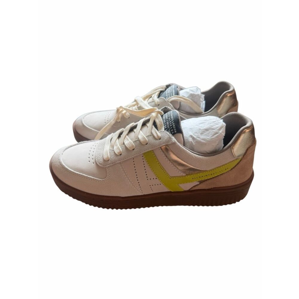 NWT AllSaints Vix Sneaker- size 10 - WHITE/ BROWN/ GREEN
